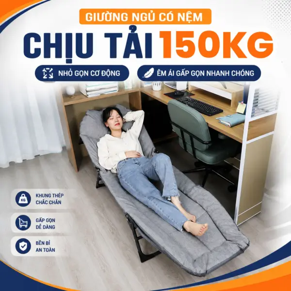 Giường Ngủ Nhỏ Gọn Cơ Động Nâng Đầu Cho Dân Văn Phòng, Bệnh Viện, Quầy Thuốc...