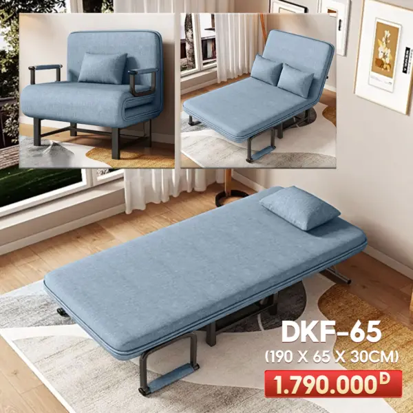 [Rộng 65cm] Ghế Sofa Ngã Thành Giường Nâng Cao Đầu Đa Năng DKF-65 [CHÂN THÉP]
