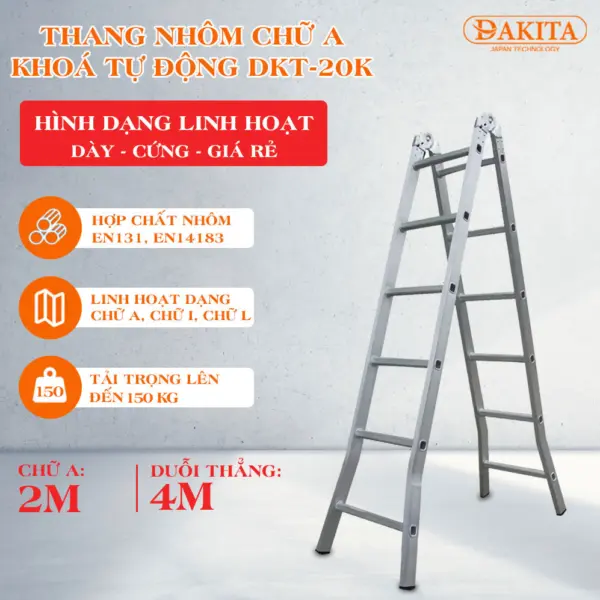 Thang Chữ A Khóa Tự Động DAKITA DKT-20K [ SIÊU DÀY NHẸ CỨNG]
