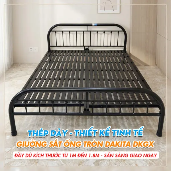 [Đa Dạng Kích Thước] Giường Sắt Ống Tròn DAKITA DKGX-1000 Trắng Kem