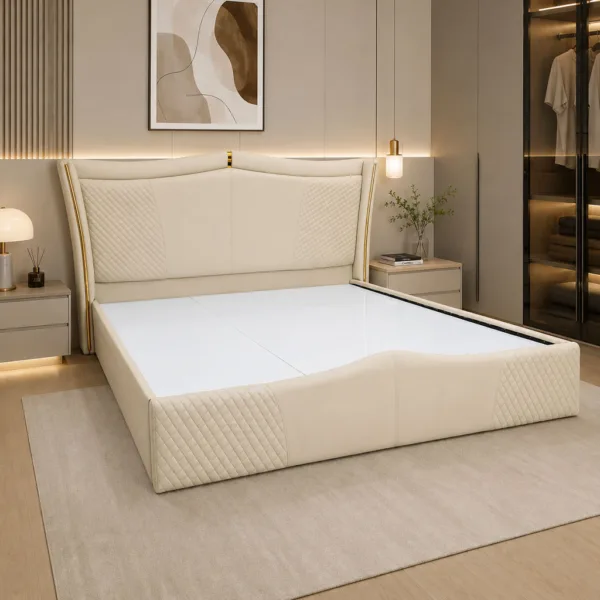 [Rộng 1.6m - Màu Kem] Giường Ngủ Bọc Nệm DAKITA Phong Cách Hiện Đại