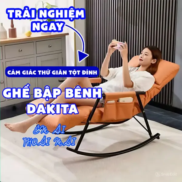 Ghế Thư Giãn Bập Bênh Có Nệm  DAKITA - KHUNG SẮT CHẮC CHẮN