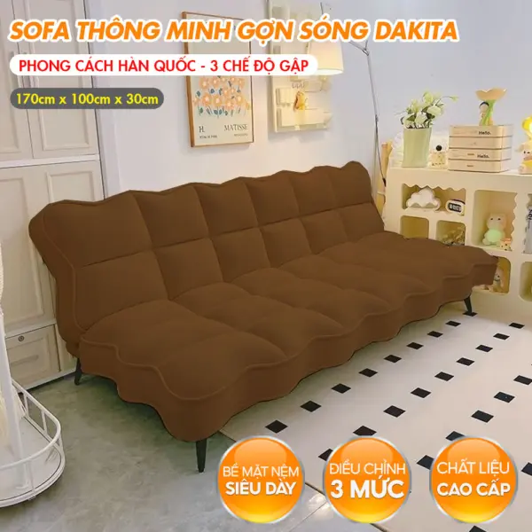 [Màu Nâu] Sofa Giường Lượn Sóng Hàn Quốc Thương Hiệu DAKITA