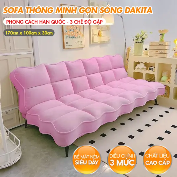 [Màu Hồng] Sofa Giường Lượn Sóng Hàn Quốc Thương Hiệu DAKITA