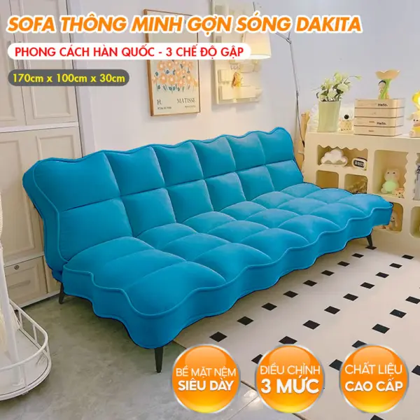 [Màu Xanh Thiên Thanh] Sofa Giường Lượn Sóng Hàn Quốc Thương Hiệu DAKITA