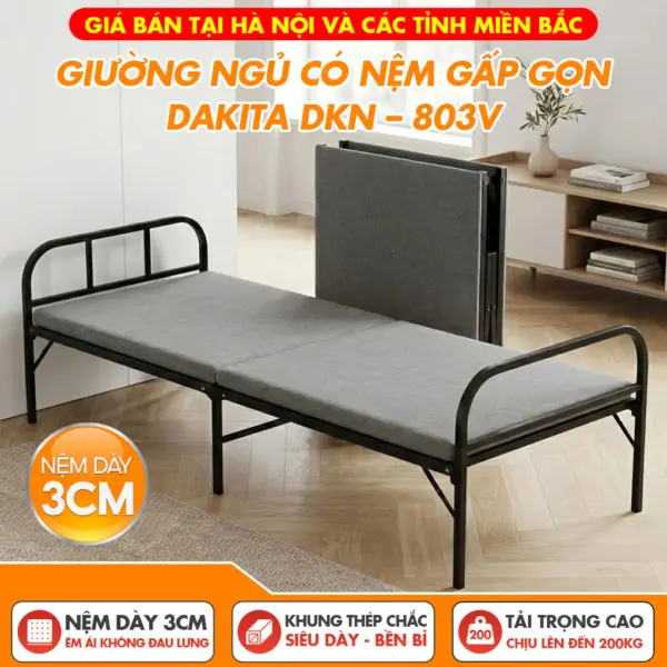 [GIAO MIỀN BẮC - NỆM DÀY - THÉP TỐT] Giường Ngủ Có Nệm Gấp Gọn DKN-803V