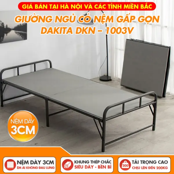 [GIAO MIỀN BẮC - NỆM DÀY - THÉP TỐT] Giường Ngủ Có Nệm Gấp Gọn DKN-1003V