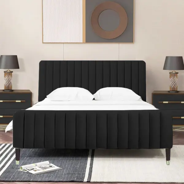 [Nhiều màu sắc] Giường Ngủ Hiện Đại Khung Gỗ Bọc Nệm Vải Nhung DKB-6001