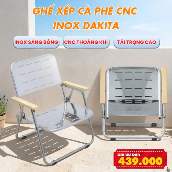 Ghế Xếp Cà Phê INOX CNC DAKITA