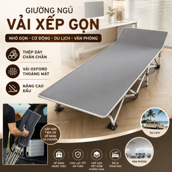 [NHỎ GỌN CƠ ĐỘNG - VĂN PHÒNG - DU LỊCH ] Giường Ngủ DAKITA DKB-168 - Giường Ngủ Vải Xếp Gọn