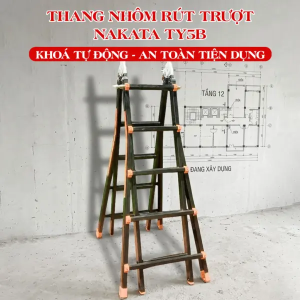 Thang Nhôm Rút Lồng Đa Năng Nakata TY5B - Màu Đen Cao Cấp