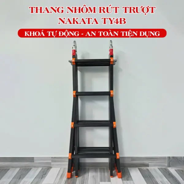 Thang Nhôm Rút Lồng Đa Năng Nakata TY4B - Màu Đen Cao Cấp