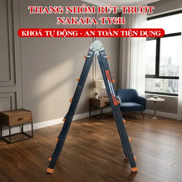 Thang Nhôm Rút Lồng Đa Năng Nakata TY6B - Màu Đen Cao Cấp