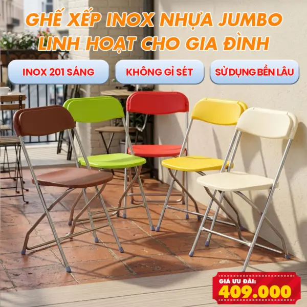 Ghế Xếp Inox Nhựa Jumbo - Thiết Kế Hiện Đại