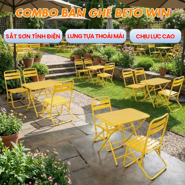 Combo Bàn Ghế Beto Win Sắt Sơn Tĩnh Điện Không Gỉ Sét