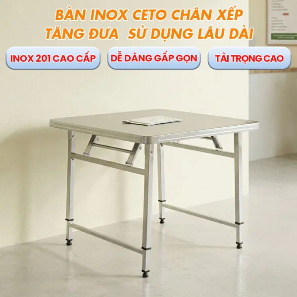 Bàn Inox Ceto Chân Xếp Tăng Đưa - Điều Chỉnh Độ Cao