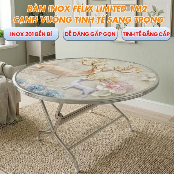 Bàn Inox FELIX Limited 1.2m Cạnh Vuông - Tinh Tế Sang Trọng