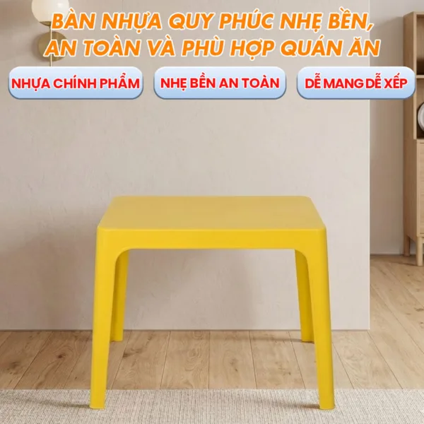 Bàn Nhựa QUI PHÚC Chắc Chắn, Tiện Lợi, Bền Màu, Dùng Cho Quán Nước, Quán Ăn