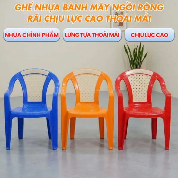 Ghế Nhựa Bành Mây - Nhẹ Bền Tay Vịn Chắc Chắn Ngồi Ổn Định