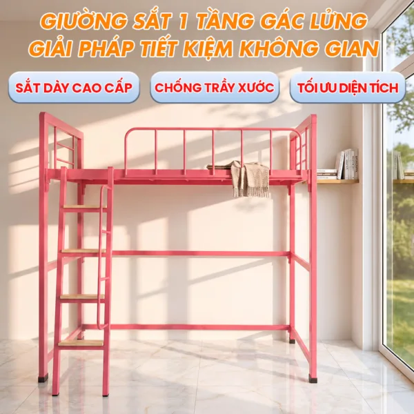 Giường Sắt 1 Tầng Gác Lửng Cao Cấp DAKITA - Giải Pháp Tiết Kiệm Không Gian