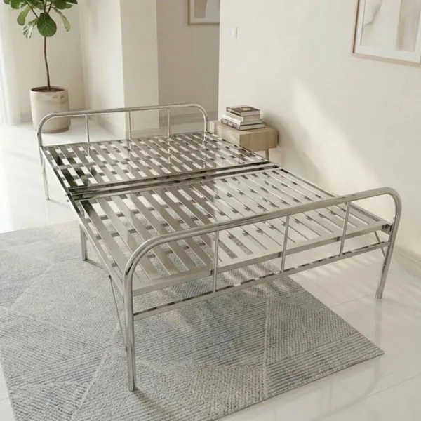 [INOX SÁNG - GẤP GỌN - NẰM CAO RÁO] Giường Inox Xếp Gọn 2 Đoạn Siêu Tiện Lợi GI