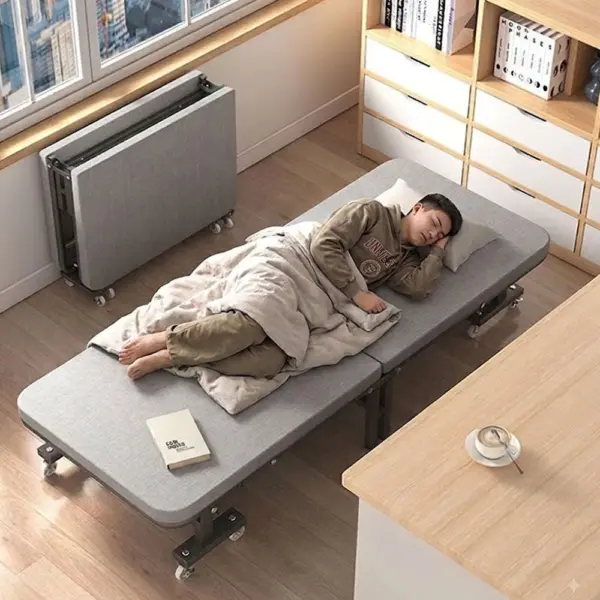 [Nệm Dày | Bánh Xe Tiện Dụng] Giường Ngủ Có Nệm Gấp 2 Đoạn Nằm Êm Ái Cho Trọ