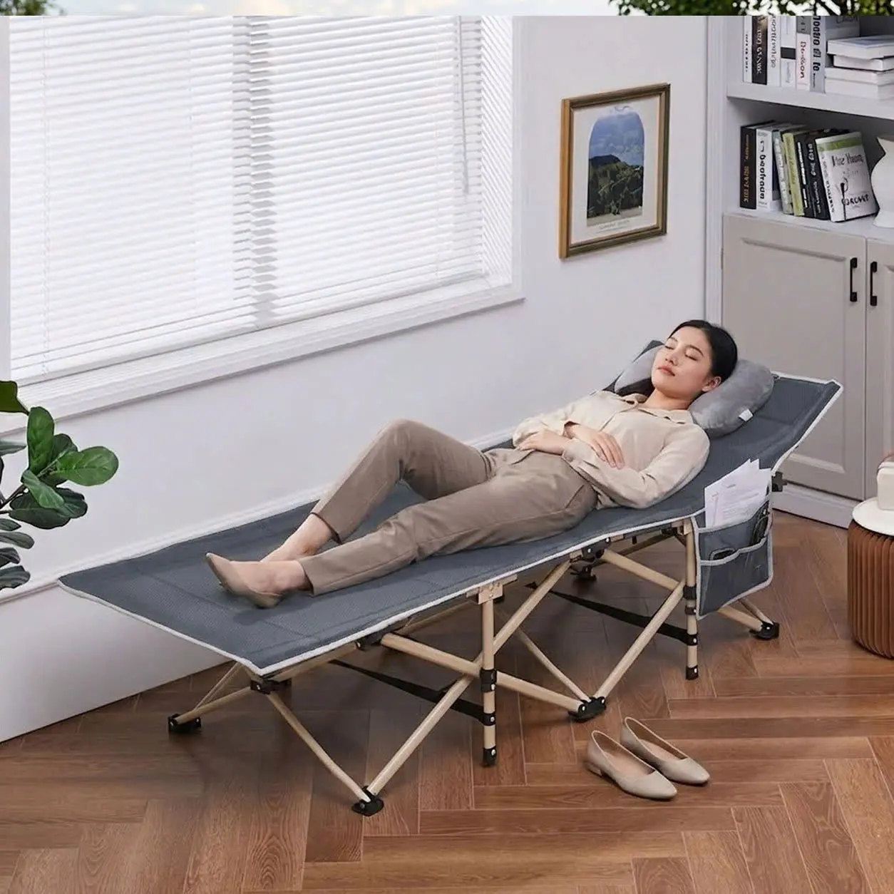 [NỆM ÊM, CHÂN THÉP CHẮC CHẮN] Giường Ngủ Văn Phòng Nhỏ Gọn Giá Rẻ