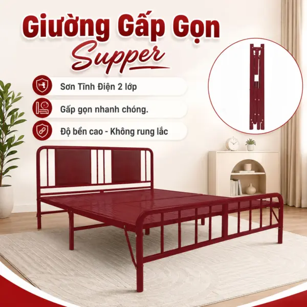 Giường Sắt Lắp Ráp Super Siêu Chắc Chắn, Đa Dạng Kích Thước 1m, 1.2m, 1.2m, 1.6m, 1.8m