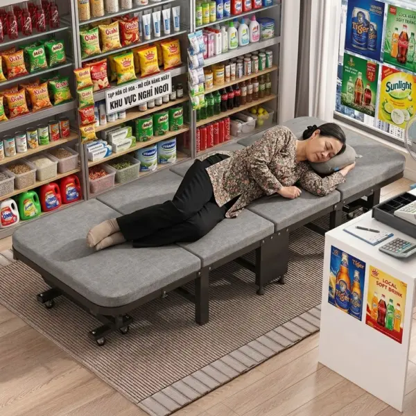 [Trang Bị Cho Tiệm Tạp Hoá | Trông Coi Cửa Hàng] Giường Ngủ Có Nệm Xếp Gọn Đa Năng DKB