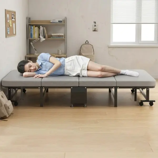 Giường Ngủ Có Nệm Gấp 4 Đoạn Êm Ái Không Xep Lún Dễ Dàng Mang Đi