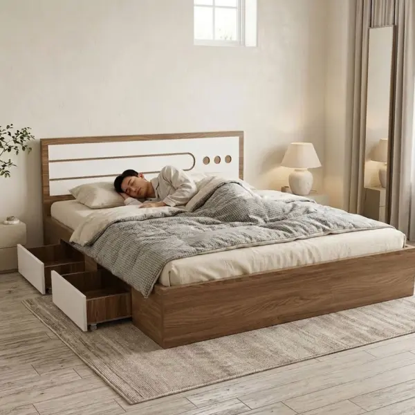 Giường Ngủ Gỗ MDF Cao Cấp Phủ Melamine - Phù Hợp Trang Bị Cho Căn Hộ