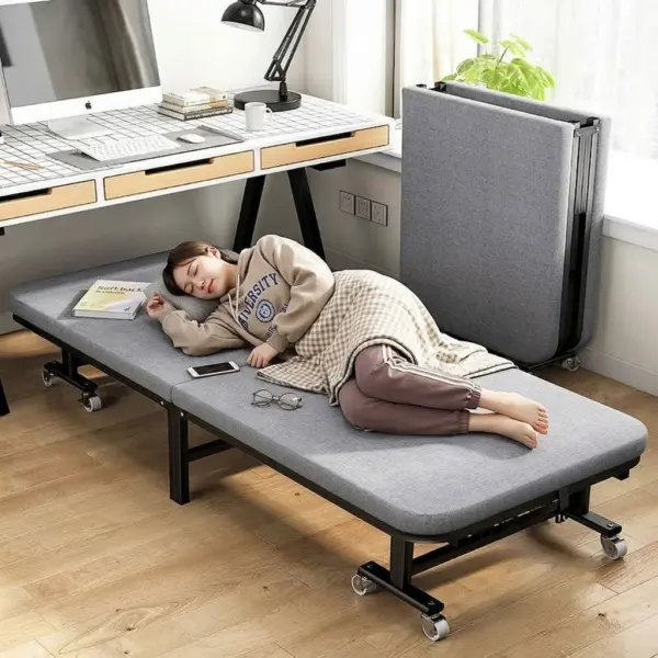 [Giường Ngủ Có Nệm Gấp 2 Đoạn Cho Sinh Viên Ở Trọ/Kí Túc Xá Thích Hợp Cho Việc Học Tập Và Nghỉ Ngơi Nhanh