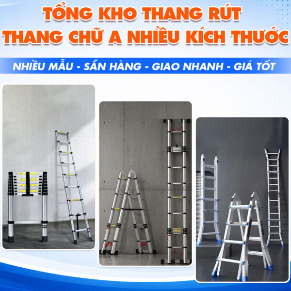 Tổng Kho Thang Rút Đơn Thang Chữ A Nhiều Kích Thước Phù Hợp Với Nhiều Nhu Cầu