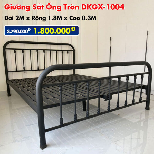 [Rộng 1.8m] Giường Sắt Ống Tròn DAKITA Đen