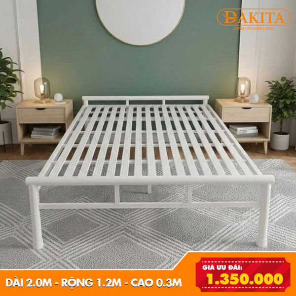 [Rộng 1.2m] Giường Sắt Ống Tròn Pallet – Giải Pháp Tiết Kiệm Không Gian