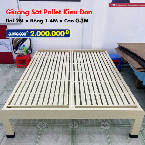 [Rộng 1.4m] Giường Sắt Pallet – Giải Pháp Nội Thất Tiết Kiệm, Hiện Đại