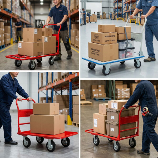 Những Mẫu Xe Đẩy 4 Bánh Tải Trọng 500kg Chuyên Dụng Cho Kho Xưởng
