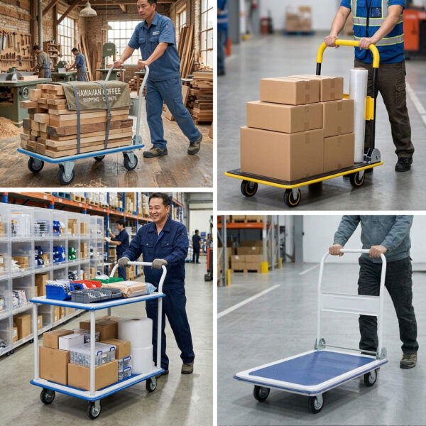 Những Mẫu Xe Đẩy 4 Bánh Tải Trọng 150kg Chuyên Dụng Cho Xưởng Sản Xuất Công Ty Dịch Vụ